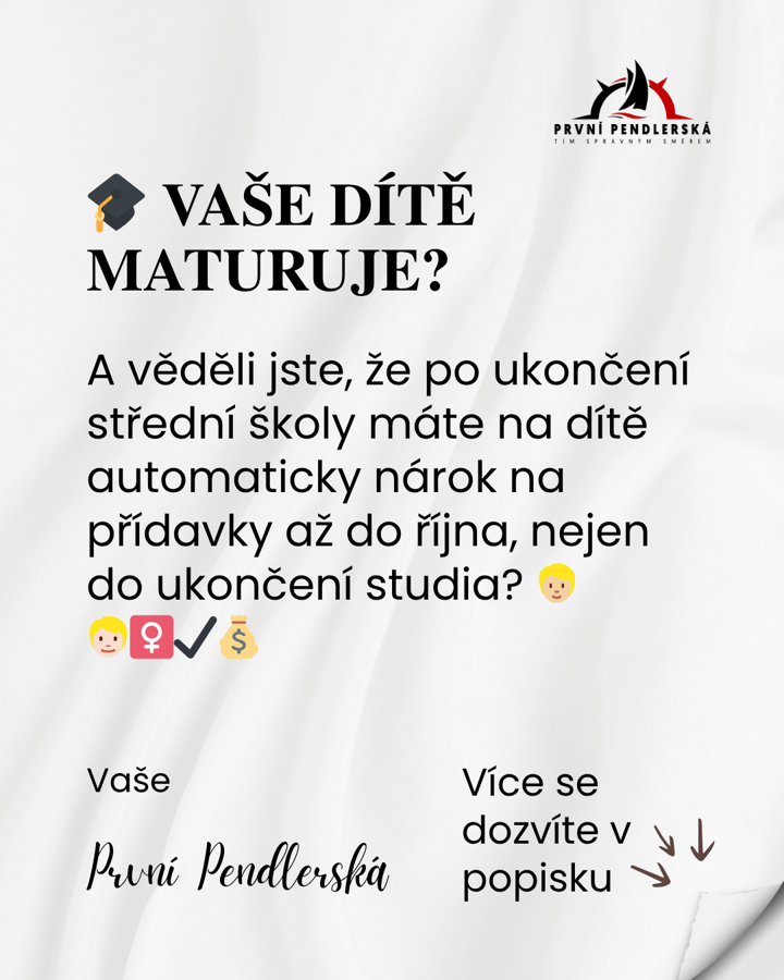 Věděli jste, že na dítě po ukončení střední školy máte automaticky nárok na přídavky, ne do ukončení, ale až do října?🧑🏼👱🏻‍♀️✔️💰